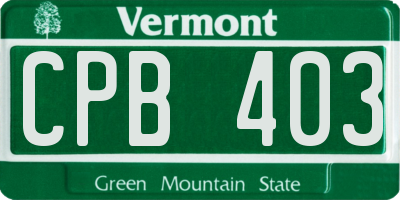 VT license plate CPB403