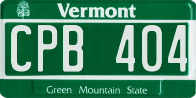 VT license plate CPB404