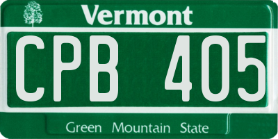 VT license plate CPB405