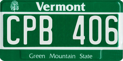 VT license plate CPB406