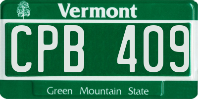 VT license plate CPB409