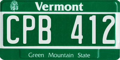 VT license plate CPB412