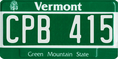 VT license plate CPB415