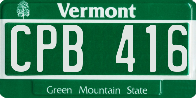 VT license plate CPB416