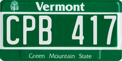 VT license plate CPB417