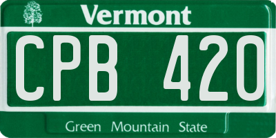 VT license plate CPB420