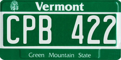 VT license plate CPB422