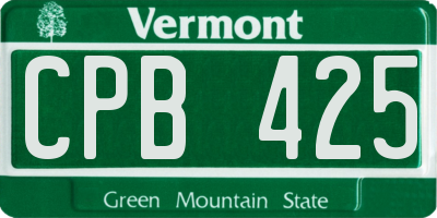 VT license plate CPB425
