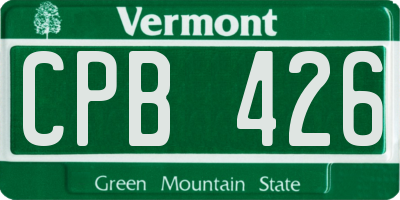VT license plate CPB426