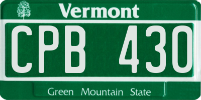 VT license plate CPB430