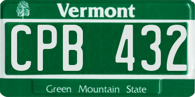 VT license plate CPB432