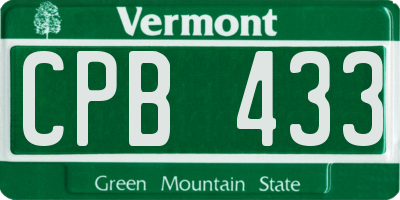 VT license plate CPB433