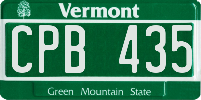VT license plate CPB435