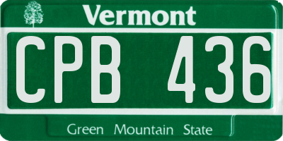 VT license plate CPB436