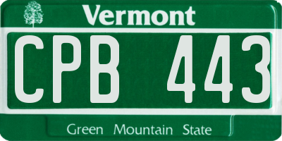 VT license plate CPB443