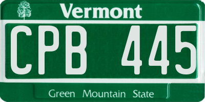 VT license plate CPB445