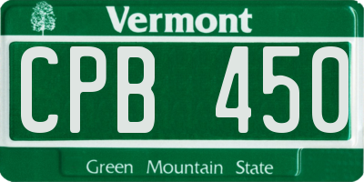 VT license plate CPB450