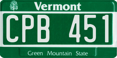 VT license plate CPB451