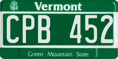 VT license plate CPB452