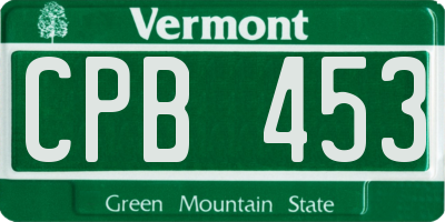VT license plate CPB453