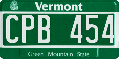 VT license plate CPB454
