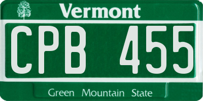 VT license plate CPB455