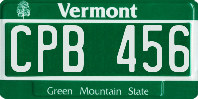 VT license plate CPB456