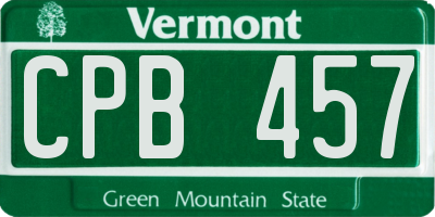 VT license plate CPB457