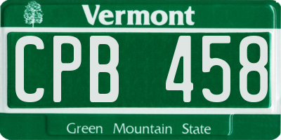 VT license plate CPB458