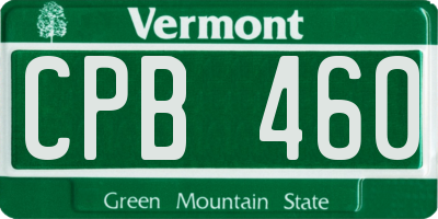 VT license plate CPB460