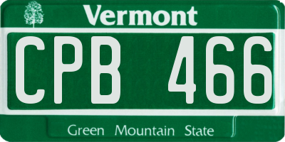VT license plate CPB466