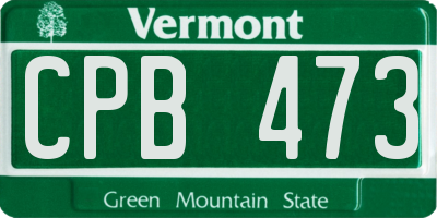 VT license plate CPB473