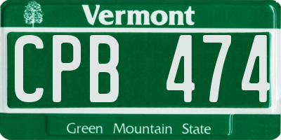 VT license plate CPB474