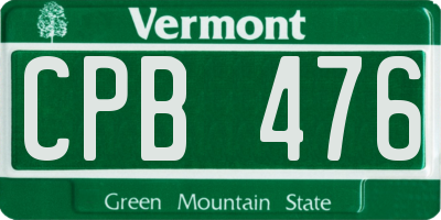 VT license plate CPB476
