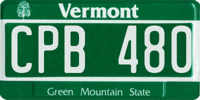 VT license plate CPB480