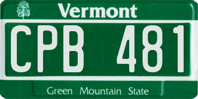 VT license plate CPB481