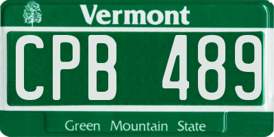 VT license plate CPB489