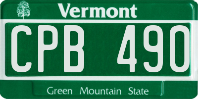 VT license plate CPB490