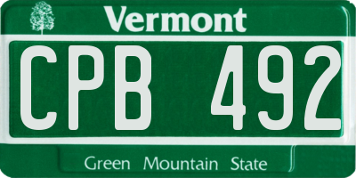 VT license plate CPB492