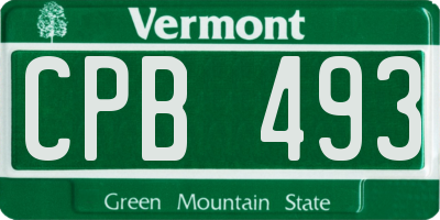 VT license plate CPB493