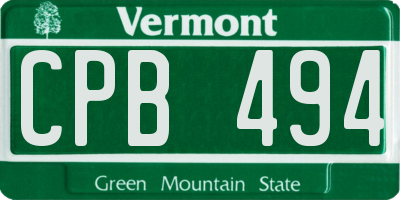 VT license plate CPB494