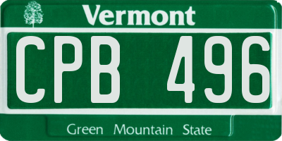 VT license plate CPB496