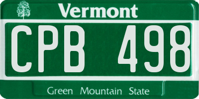 VT license plate CPB498