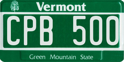 VT license plate CPB500