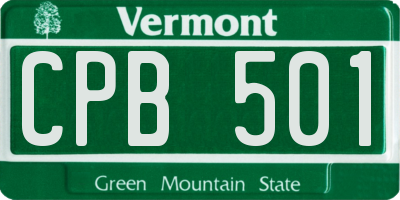 VT license plate CPB501