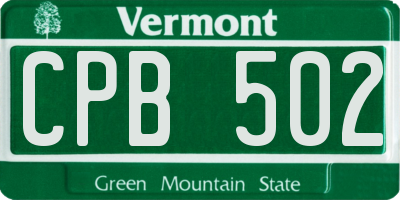 VT license plate CPB502