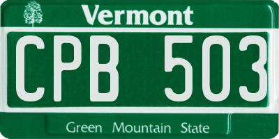 VT license plate CPB503