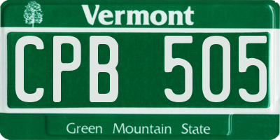 VT license plate CPB505