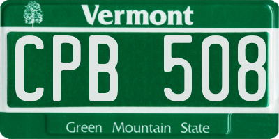 VT license plate CPB508