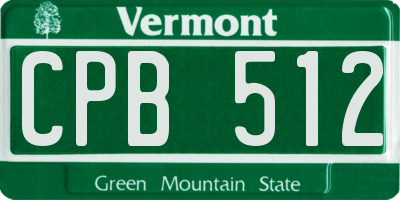VT license plate CPB512